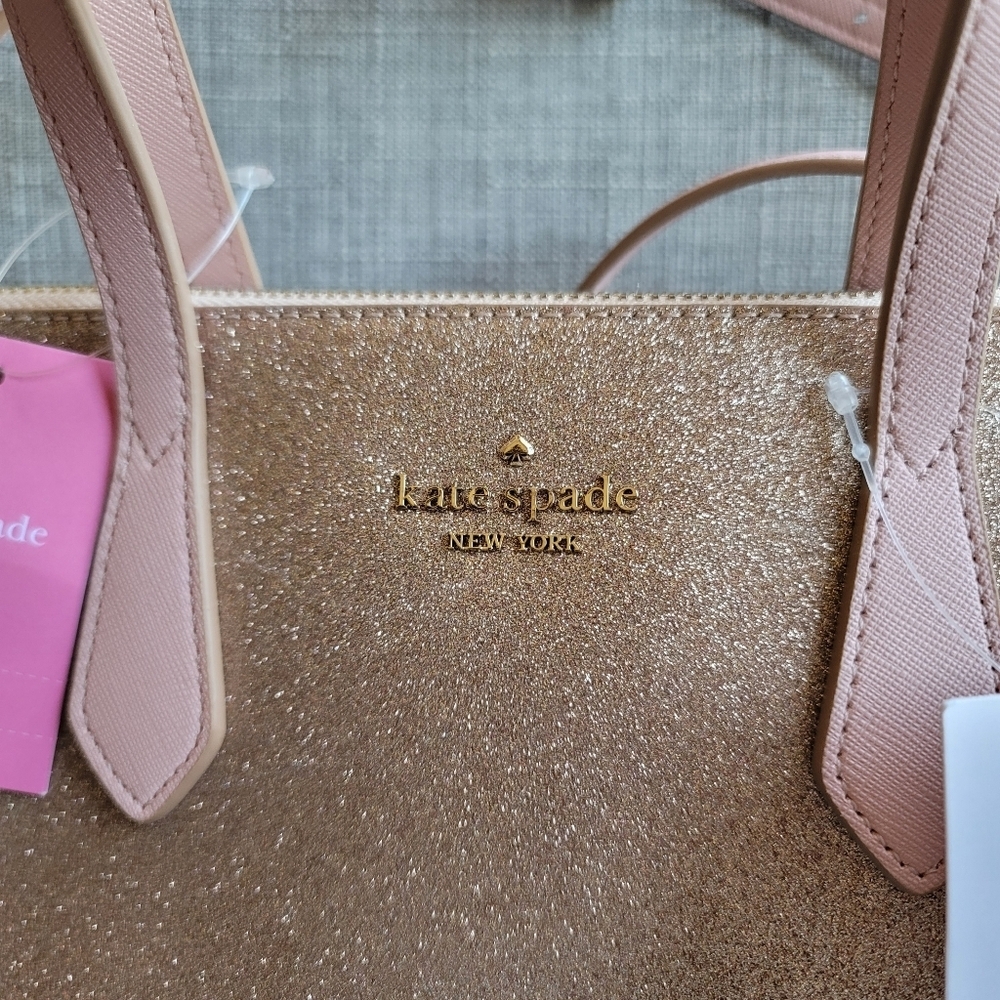 Kate Spade Bag Joeley Small Satchel Pink Glitter Rose Gold - Picture 2 of 11